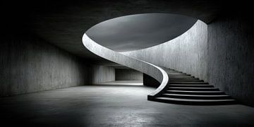 Betonnen spiraalhelling in open ruimte van Klaus Tesching - Art-AI