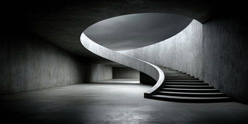 Spiralrampe aus Beton im offenen Raum