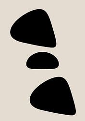 Organische abstracte zwarte vormen tegen een beige achtergrond