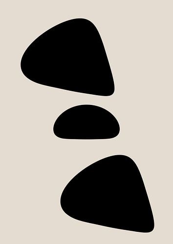 Organische abstrakte schwarze Formen auf beigem Hintergrund