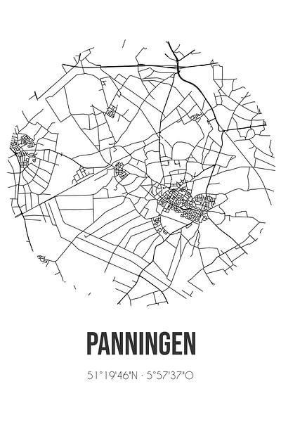Panningen (Limburg) | Map | Black and white by Prints of Place