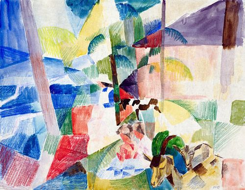 August Macke's Landschap met kinderen en geiten