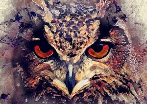 Uil vogel aquarel kunst #owl van JBJart Justyna Jaszke