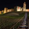 Panorama van de muren rondom Avila in Spanje bij nacht van Joost Adriaanse