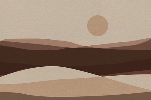 Abstract landschap in bruin, beige, crème.