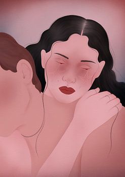 Omhelzing van een huilende vrouw