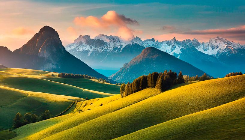 Landschaft mit Berge und Wolken von Mustafa Kurnaz