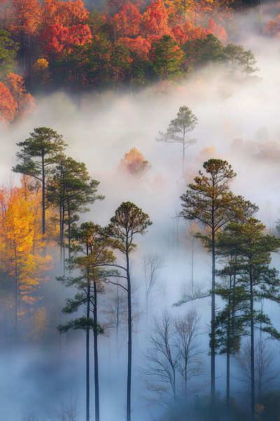 Herbstlicher Wald im Nebel von Poster Art Shop