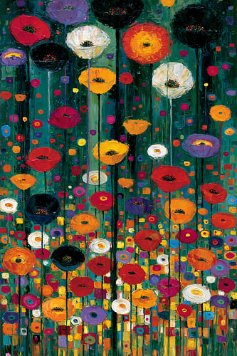 Blumengarten C, im Stil von Gustav Klimt