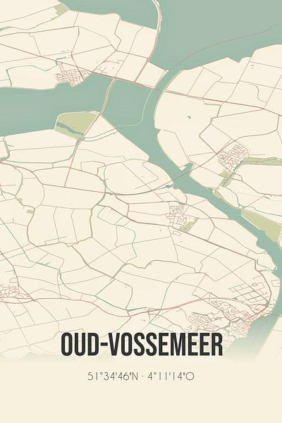 Vintage map of Oud-Vossemeer (Zeeland) by Prints of Place