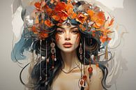 Portret van een vrouw in Boho Chic stijl van Digitale Schilderijen thumbnail