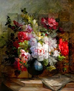 Stilleven met bloemen en bladmuziek. Flower Weaver van Gisela- Art for You
