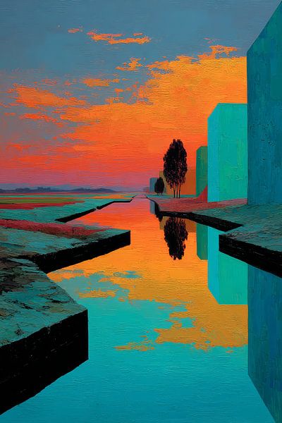 abstracte kunst met kleur landschap van Egon Zitter