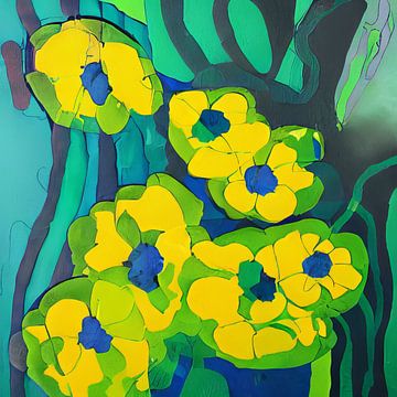 Abstract schilderij met  bloemmotief fantasieën van Johan Noordhoff