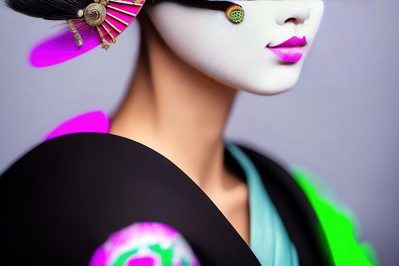 Porträt einer selbstbewussten japanischen Geisha von Frank Heinz