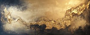 Vague d'or | Contraste abstrait en or et gris