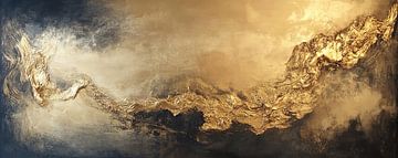 Gouden Golf | Abstract Contrast in Goud en Grijs van ARTEO Schilderijen