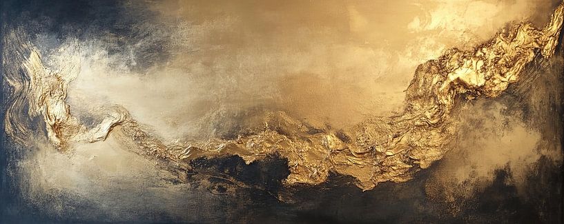 Goldene Welle | Abstrakte Kontraste in Gold und Grau von ARTEO Gemälde