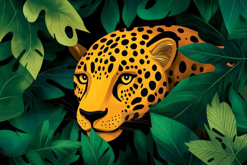 Grote kat verborgen in de jungle van Poster Art Shop