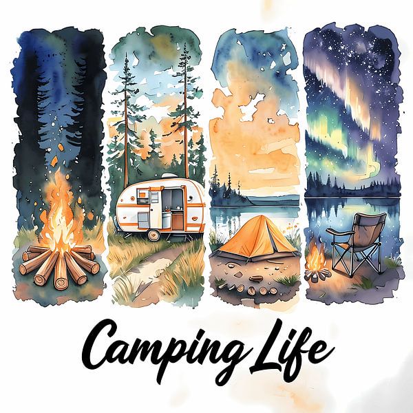 Camping Life Watercolor Moments by Artistic