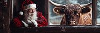 Kerstman en hooglander delen een moment van rust van Digitale Schilderijen thumbnail