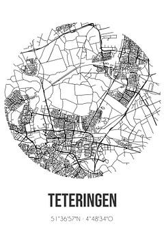 Teteringen (Noord-Brabant) | Karte | Schwarz und Weiß von Rezona