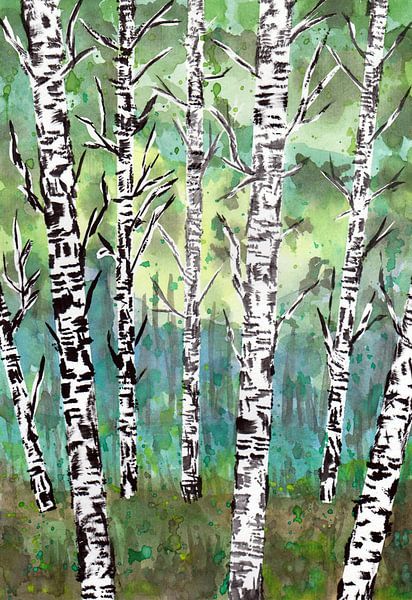Bouleaux dans la forêt par Sebastian Grafmann