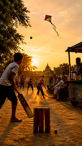 Indian boys play Cricket