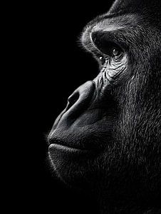 Gorilla – Majestätisches Seitenprofil in Schwarzweiß