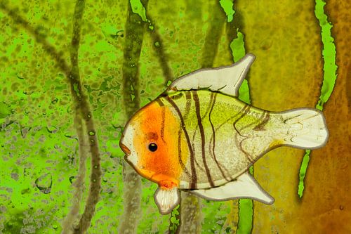 Tropische Fische auf buntem abstraktem Hintergrund 1