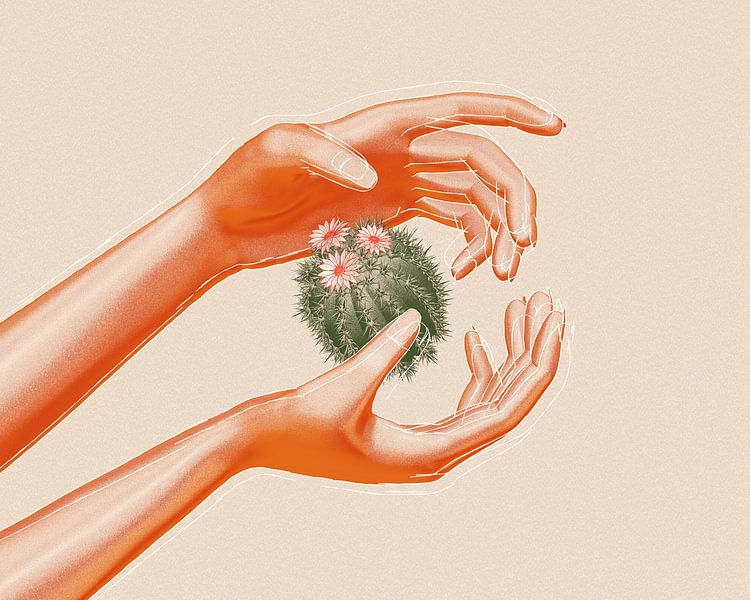 Schenken Sie Ihrem Kaktus etwas Liebe von Klaudia Kogut auf ArtFrame,  Leinwand, Poster und mehr | Art Heroes