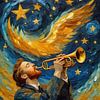 Van Gogh spielt Trompete in einer sternenklaren Nacht von MIROKKU