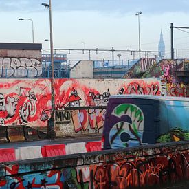 Delft, spoorviaduct, Prinses Irenetunnel, graffiti, Nieuwe Kerk von Anita Bastienne van den Berg