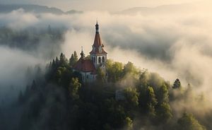Kapelle in mystischer Herbstlandschaft