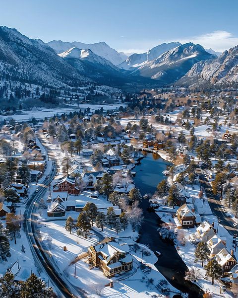 Frostige Stadtidylle von fernlichtsicht