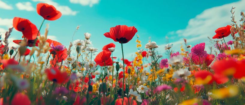 Colourful flowering field in summer by Poster Art Shop