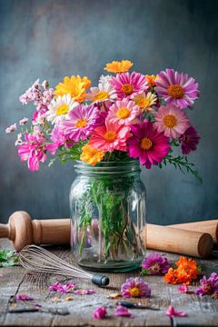 Boeket bloemen glas van Poster Art Shop