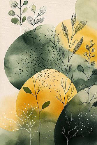 Nature tranquille en ocre et vert n°3