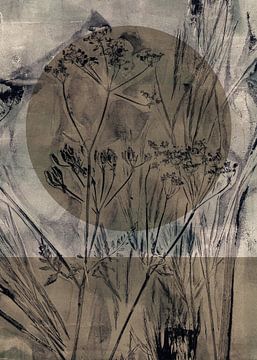 Zen wabi-sabi abstracte botanische kunst in Japandi stijl nr. 5 van Dina Dankers