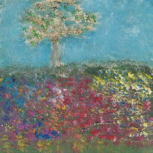 EH PAINTING ART 1989 #0387 Baum im Blumenfeld