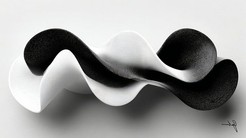 Monochrome Flow - Abstract Black and White Art in Motion by Gelissen Artworks