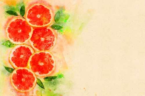 Slices of grapefruit (watercolor)