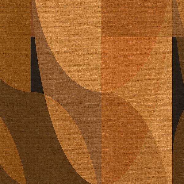 Retro abstract geometric in earthy tones on linen no. 4 by Dina Dankers