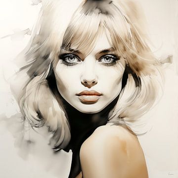Portret van een blonde vrouw van Lauri Creates