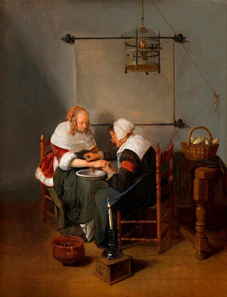 An Old Woman Bleeding a Young Woman, known as 'The Bloodletting', Quiringh van Brekelenkam by Masterful Masters