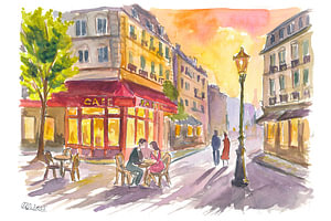 Romantische Pariser Café-Szene mit charmantem Straßenblick