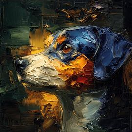 Sfeervol Hond portret in olieverf van Stad & Wand