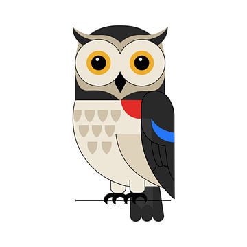 Bauhaus Owl Perched on a Branch by Clay Artista