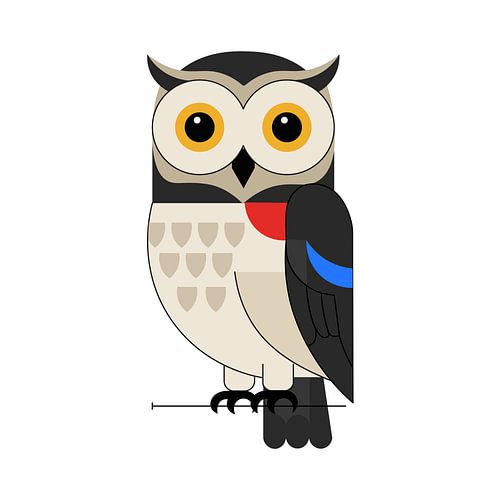 Bauhaus uil op een tak