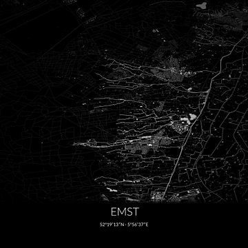 Schwarz-weiße Karte von Emst, Gelderland. von Rezona